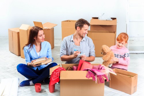 Local movers preparing a Shoreditch residential move in a flat building