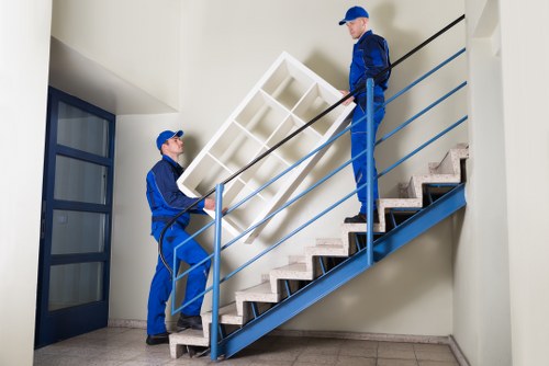 Moving crew preparing items safely for a man and van service