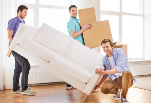 Office relocation equipment prepared for immediate transport