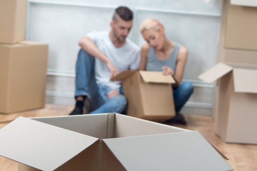 Packing and moving office equipment during a Shoreditch relocation