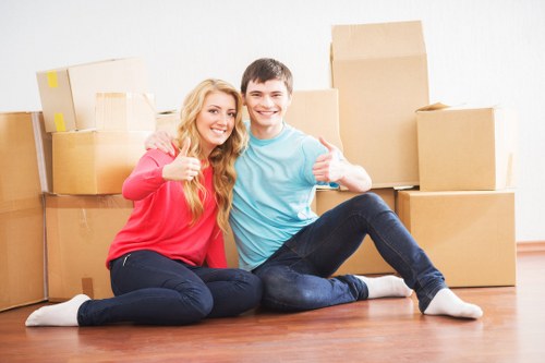 Packed household items ready for a Shoreditch house move