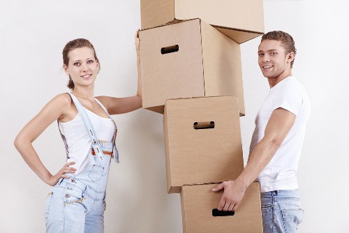 Shared flat moving day in Shoreditch with labeled boxes