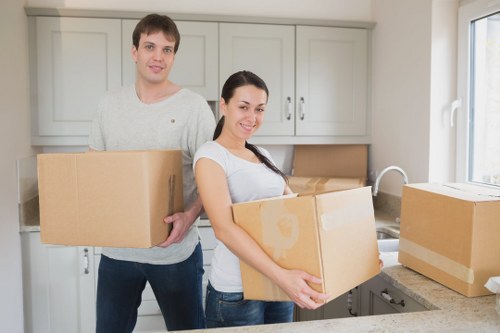 Packed boxes ready for a student move in Shoreditch